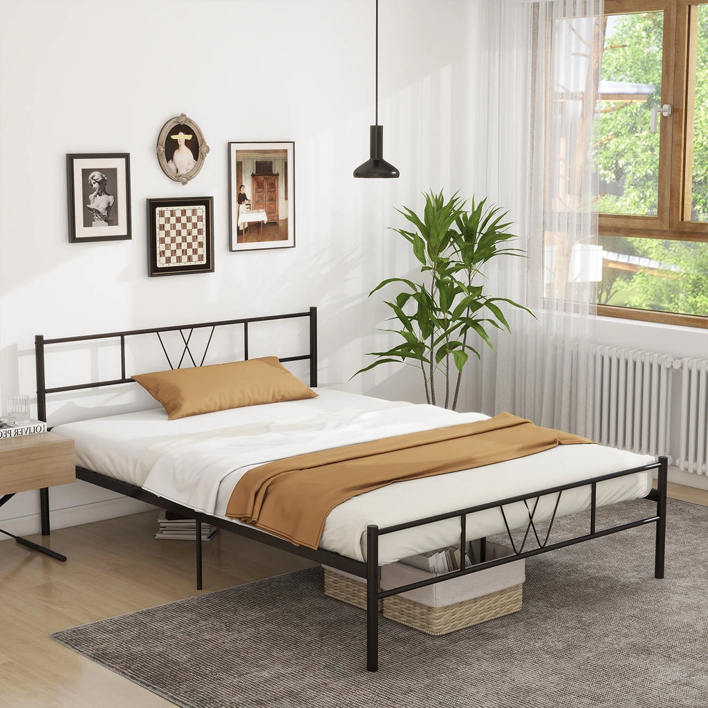 Full Size Metal Platform Bed Frame with Headboard and Footboard R278