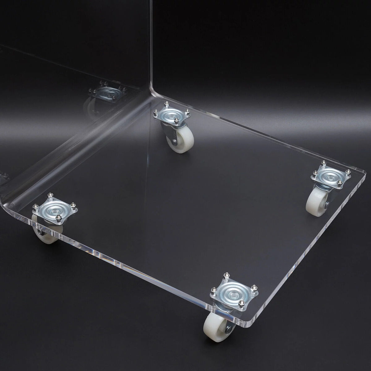 Clear Acrylic C-Shaped Bedside Table on Wheels Z289