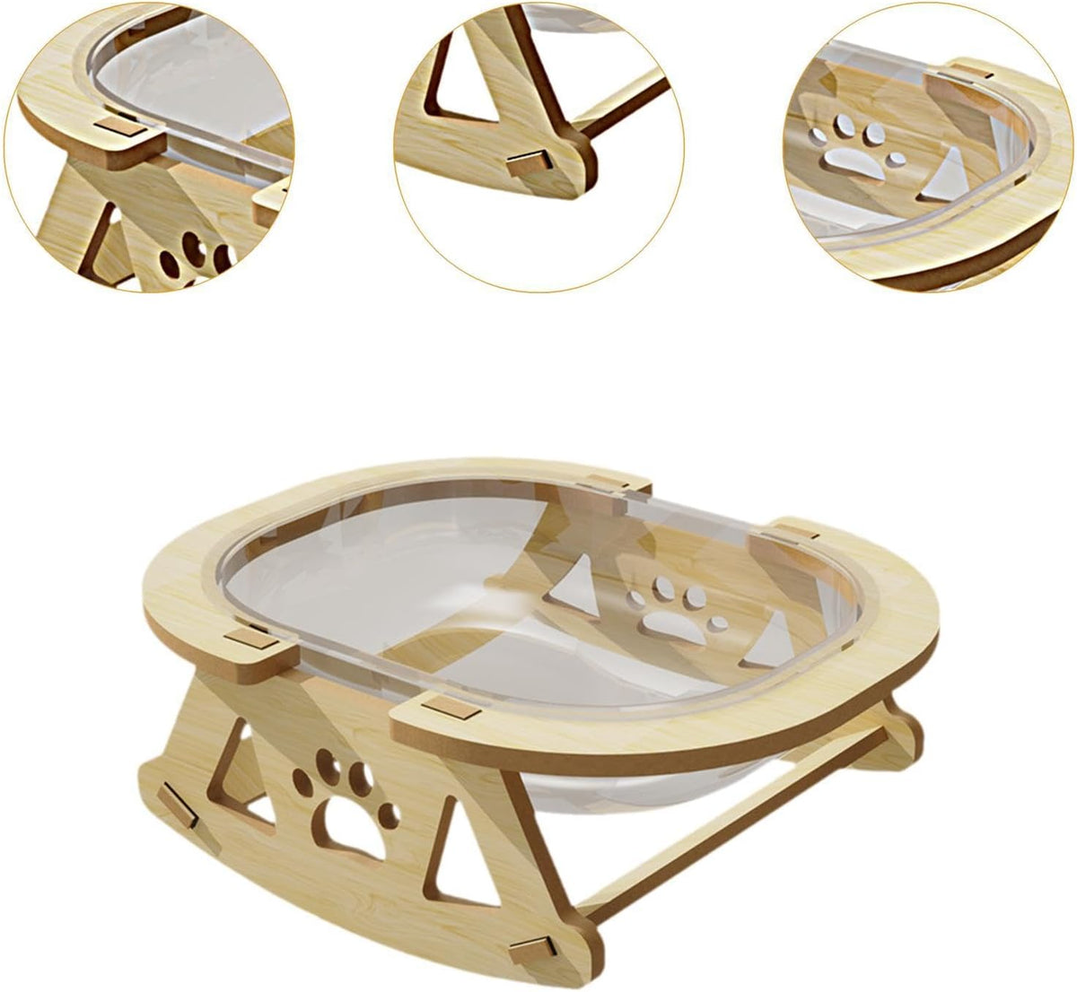 Beige Solid Wood Cat Bed L387
