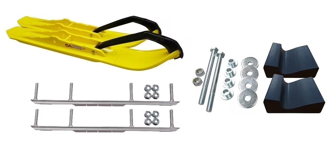 Yellow XCS Snowmobile Skis with 6" Shaper Bars Complete Kit B1187