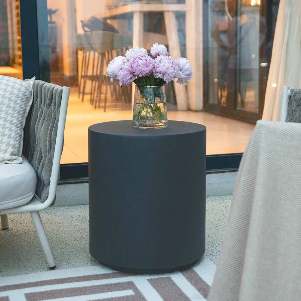 Slate Black Round Coffee Table End Table Set of 3 W101602