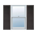 12 inchw x 79 inchh Vinyl Cathedral Top Louver Shutters with Shutter-Loks I123278