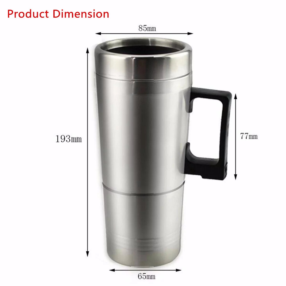 Stainless Steel 12V 500ml Heated Travel Mug with Lid G61665