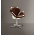 Brown Top Grain Leather Swivel Accent Chair A545824