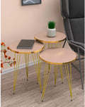 Set of 3 High Gloss Cappuccino Round Nesting Tables with Gold Legs T439
