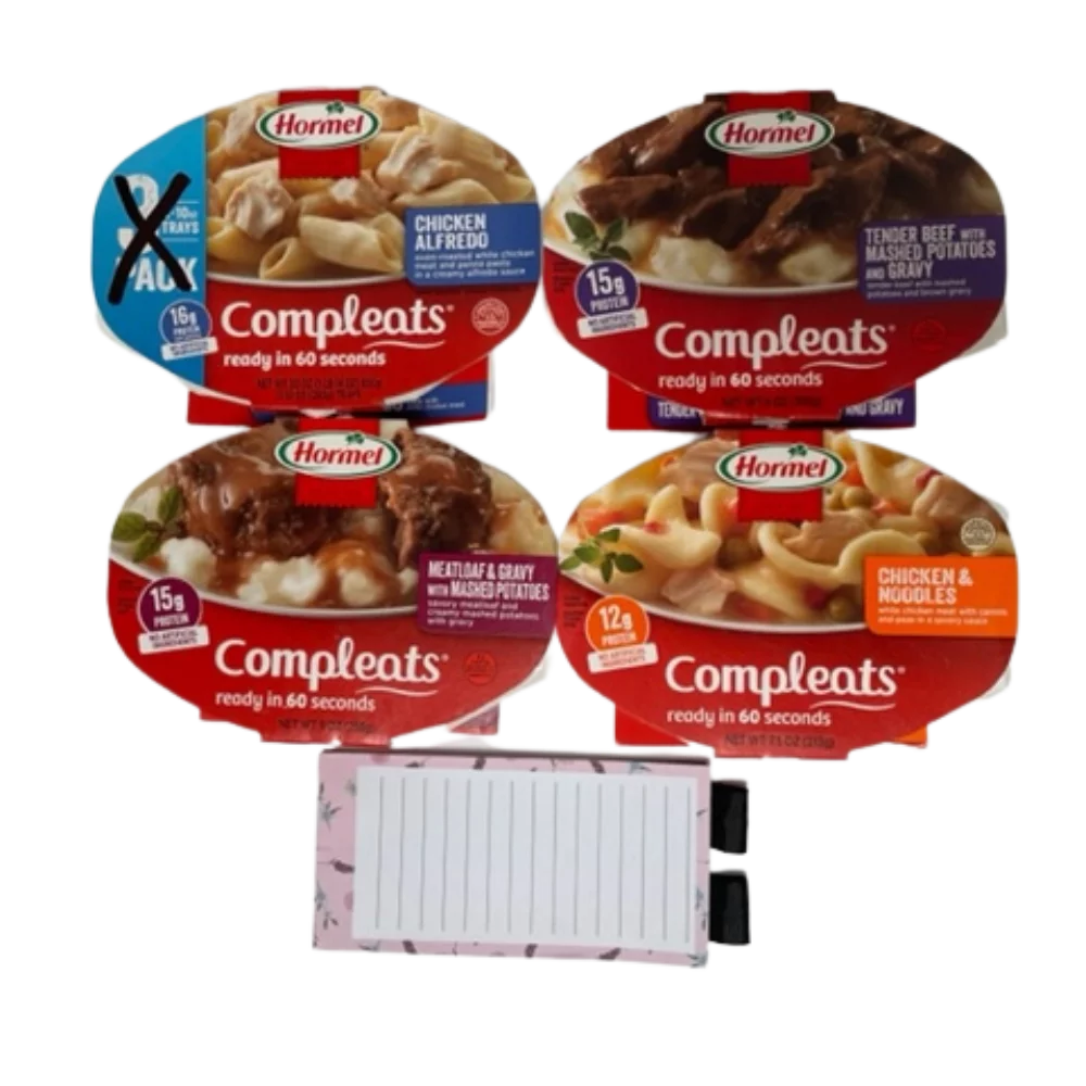 4 Pack Chicken Alfredo, Tender Beef, Chicken Noodle, Meatloaf R787