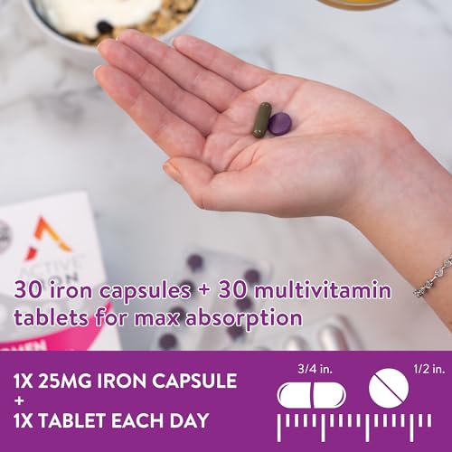 30 Active Iron High Potency Capsules with 30 Multivitamin Tablets N459823