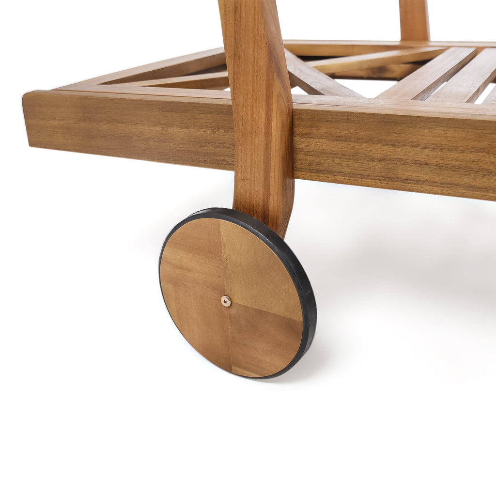Teak Finished Acacia Wood Chaise Lounge S75689