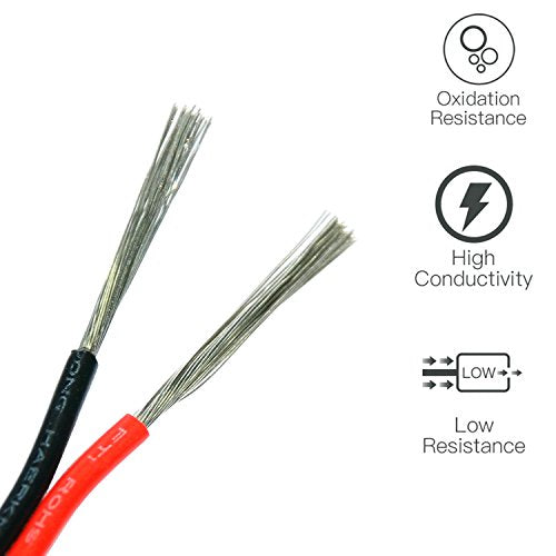 18 AWG 20 Feet 10 ft Black 10 ft Red 18 Gauge Silicone Wire Hook Up Wire Cable Flexible Tinned Copper Wire Z6639