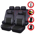 11 Pieces Leather Car Seat Covers Set, Black F822942