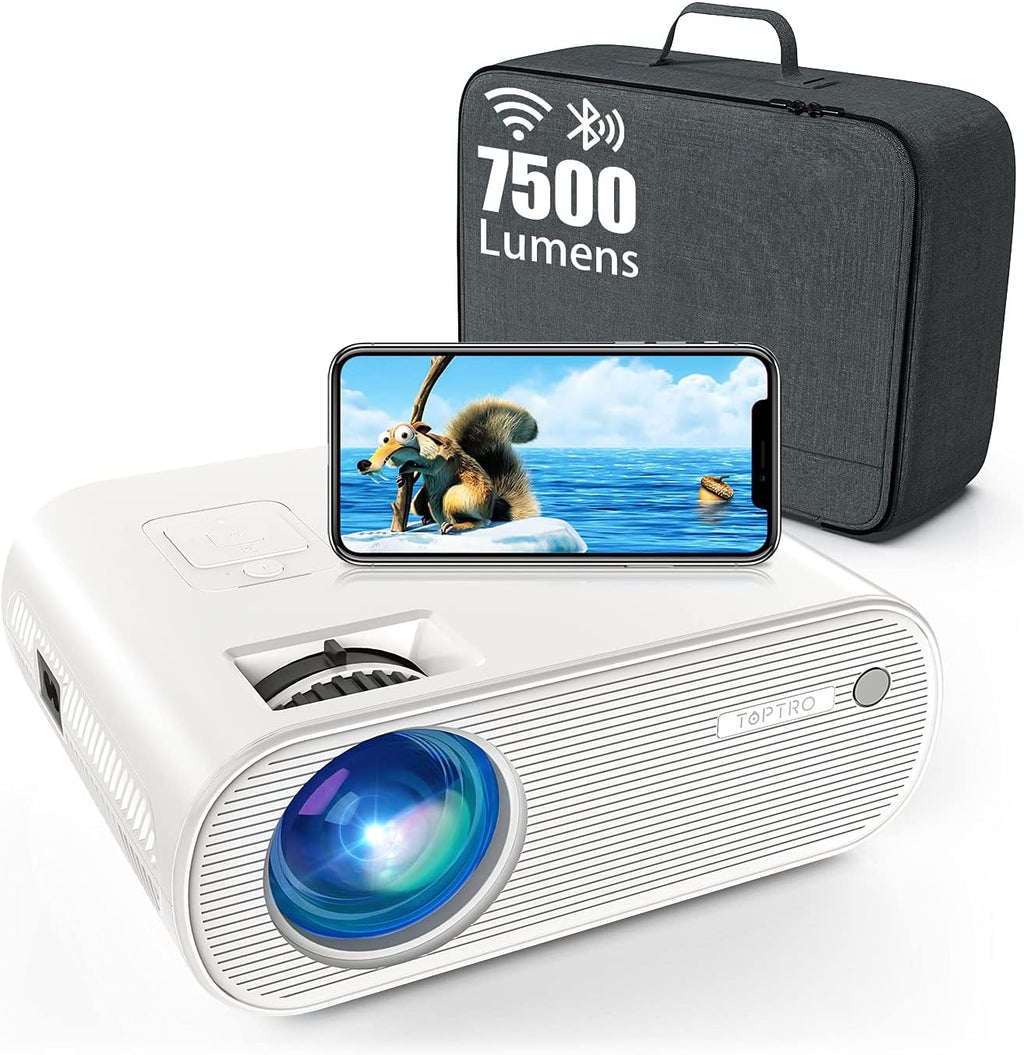 WiFi Bluetooth Full HD 7500 Lumen Mini Projector with Carrying Case C721111