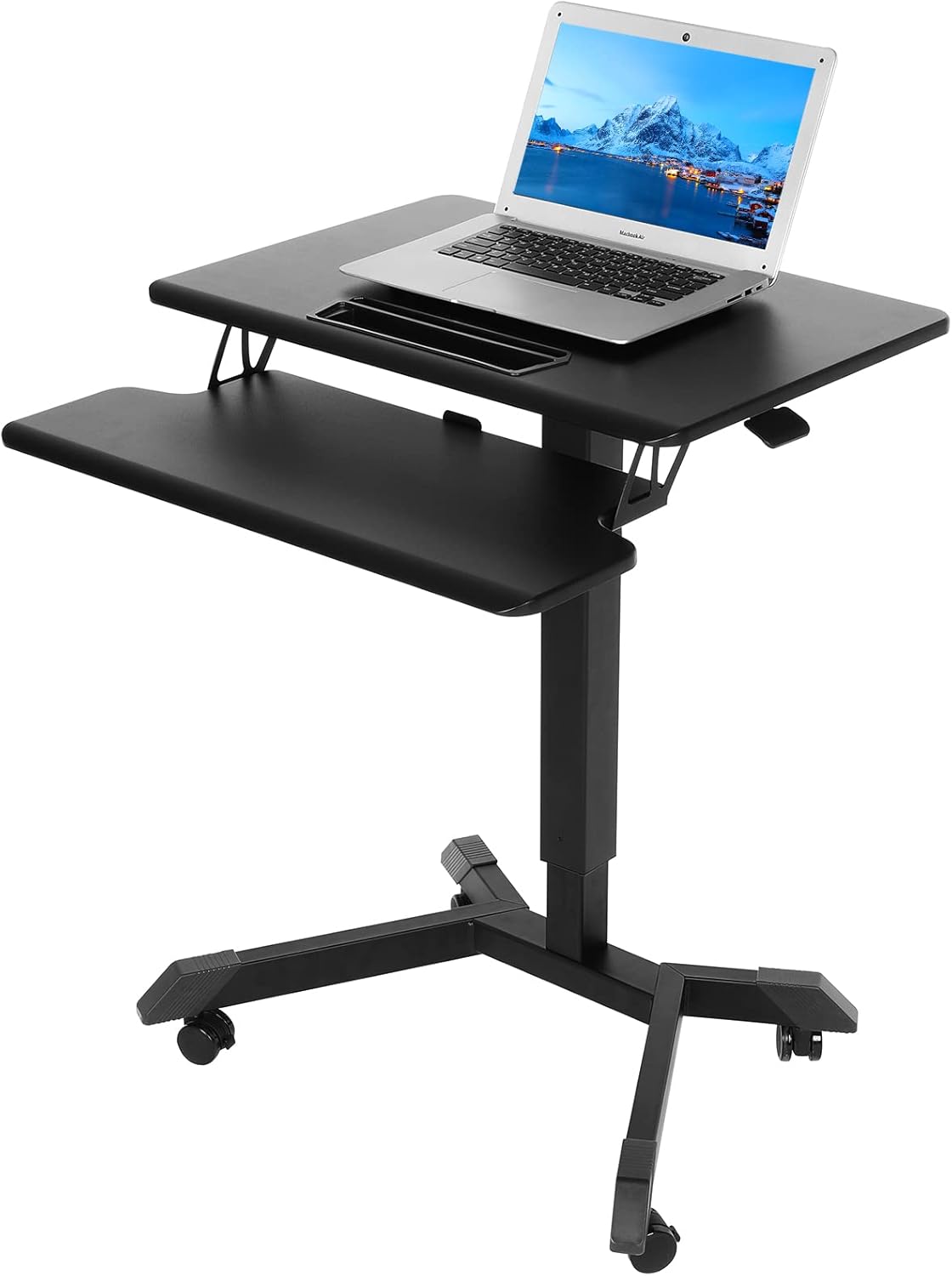 Height Adjustable Rolling Desk with Keyboard and 4 Lockable Casters S77505