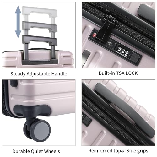 Light Purple 20-Inch Hardside Expandable Carry On Luggage V4526