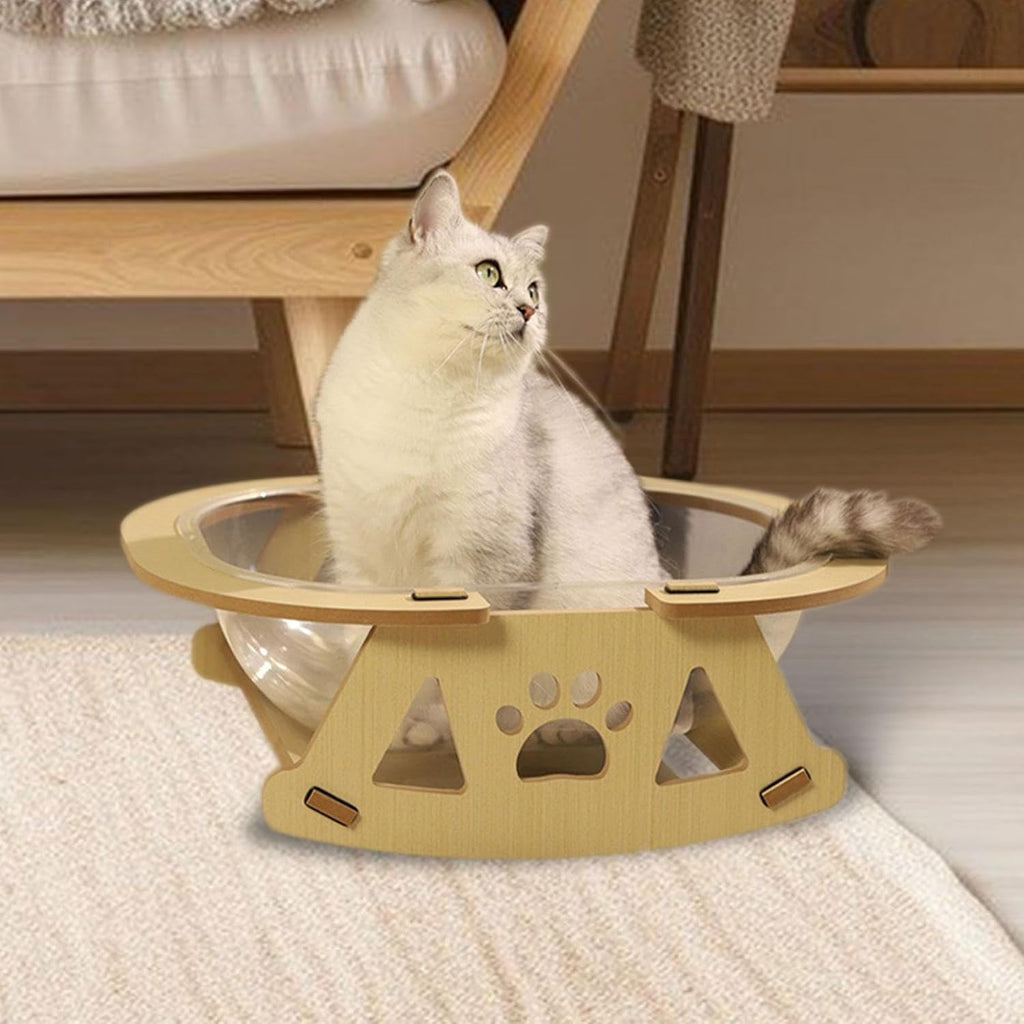 Beige Solid Wood Cat Bed L387