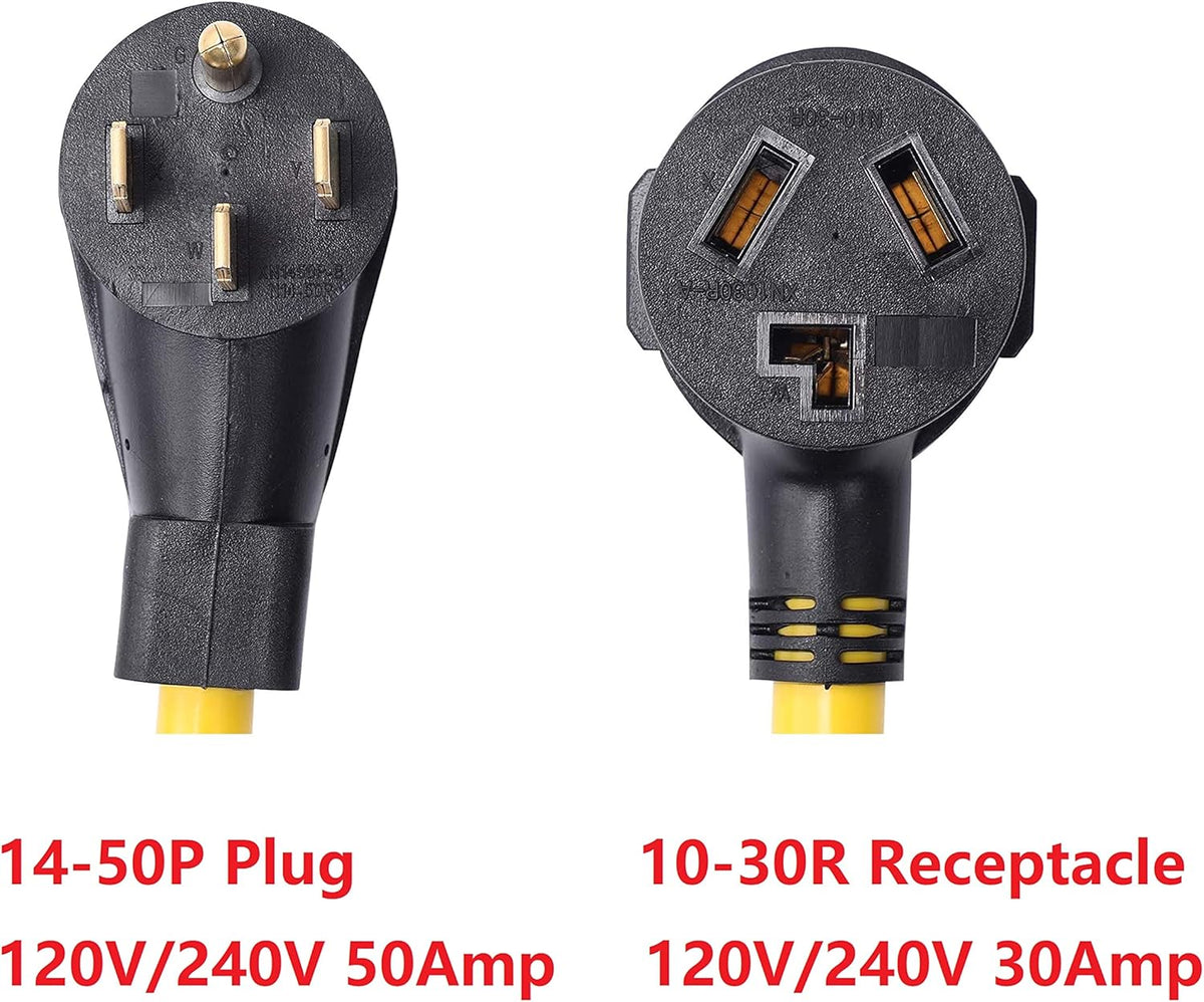 NEMA 14-50P to 10-30R 50 Amp 4 Prong to 3 Prong Power Cord Adapter H614