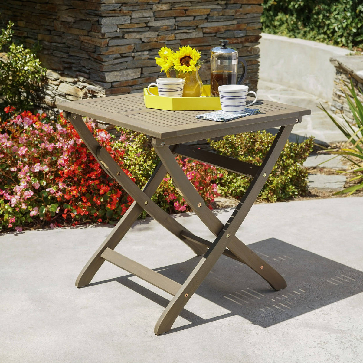 Grey Acacia Wood Foldable Bistro Table D727