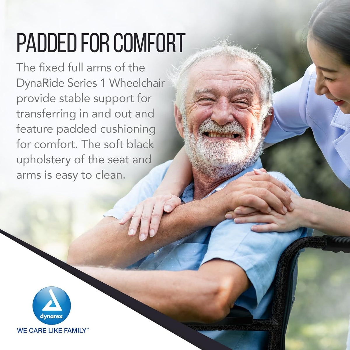 Silver Lightweight Foldable Wheelchair with Fixed Full Arms, 300 Pounds Weight Capacity M423793