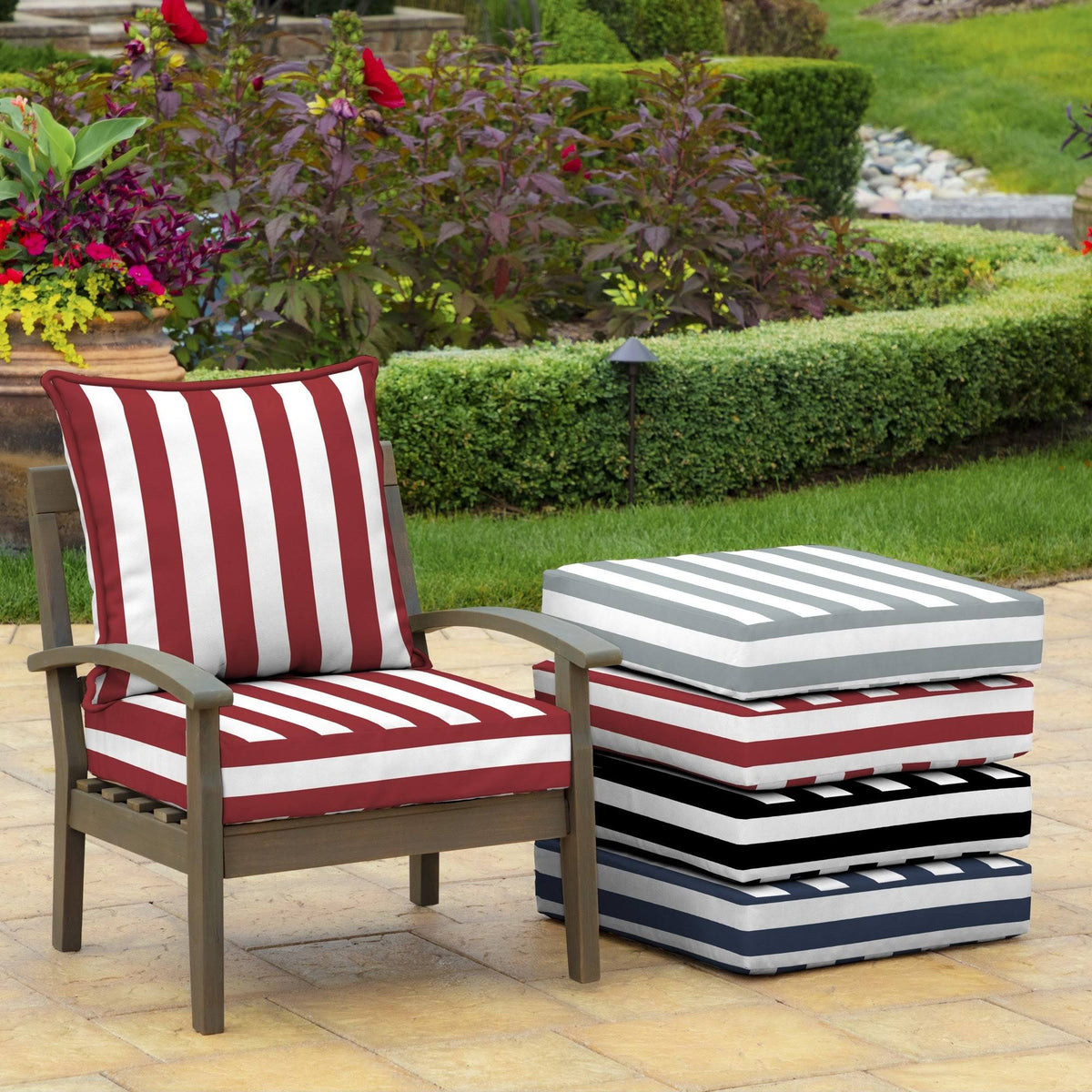 Cabana Stripe Sapphire Outdoor Deep Seat Set C870367