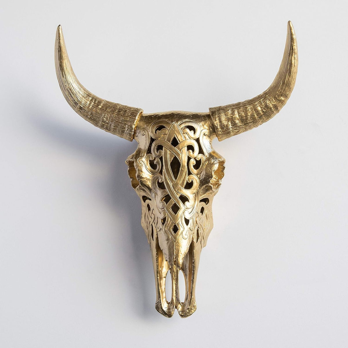Faux Decorative Carved Cow Skull Wall Mount U590