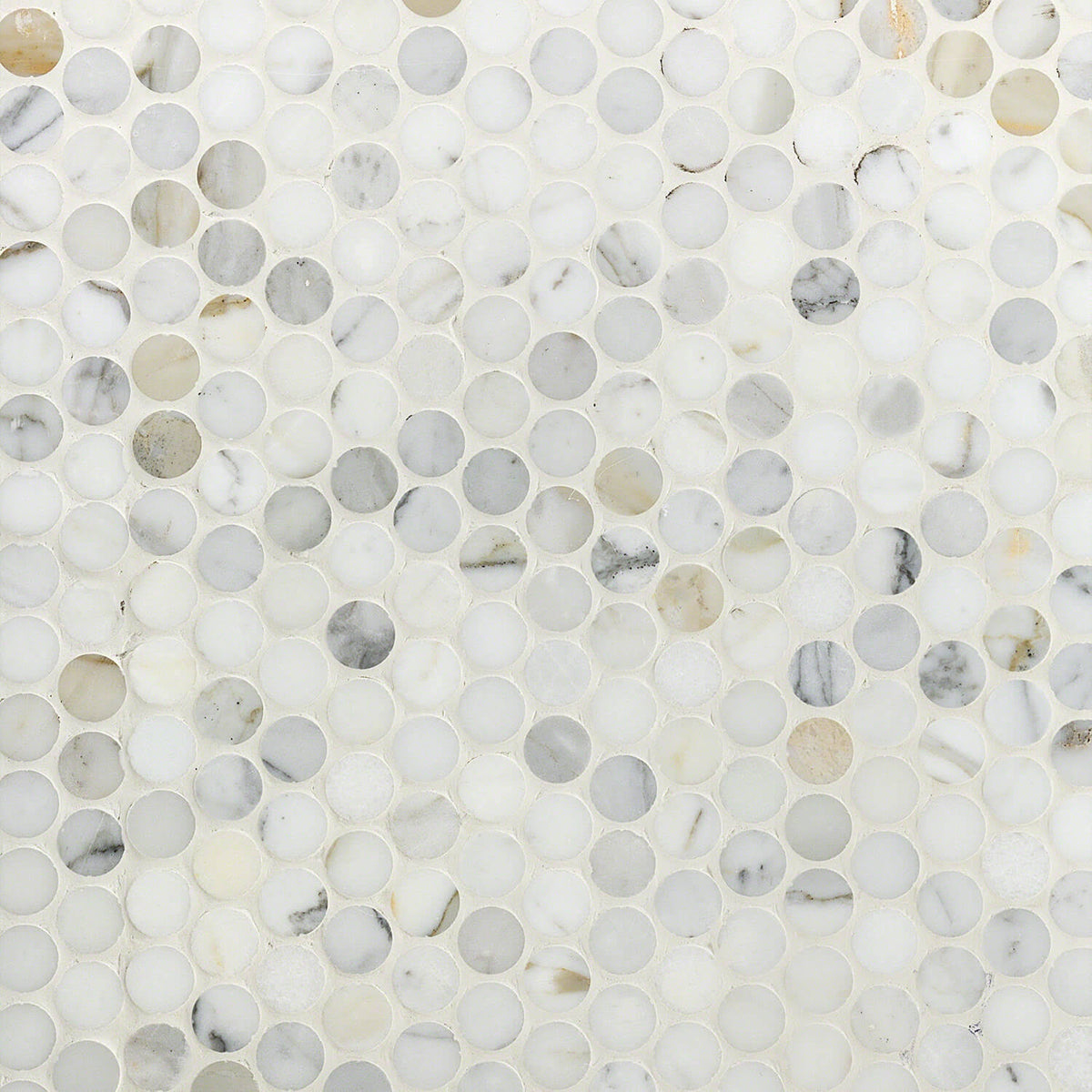 Calacatta Penny Rounds Polished Marble Tile E599
