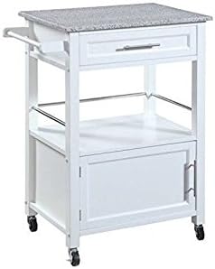 White Kitchen Cart with Granite Top I71297