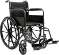 Silver Lightweight Foldable Wheelchair with Fixed Full Arms, 300 Pounds Weight Capacity M423793
