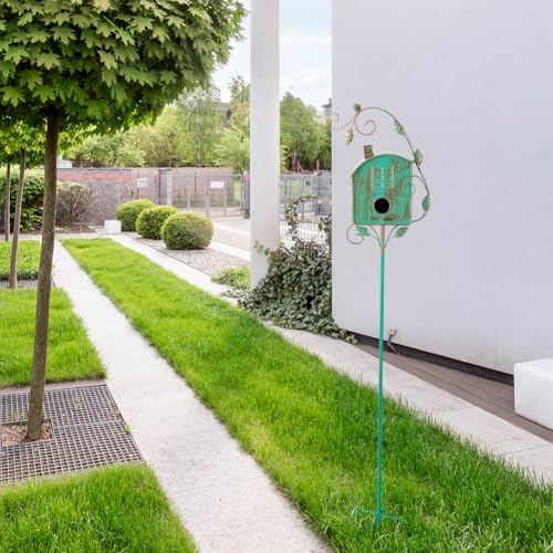 Metal Bird House with Pole Q556