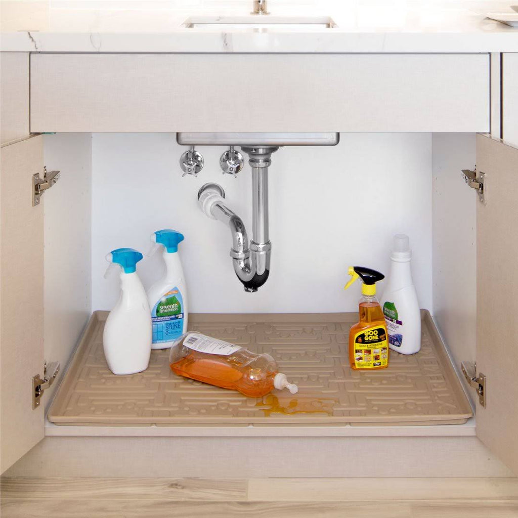 Beige 37 x 22 inch Under Sink Kitchen Cabinet Mat Q433151