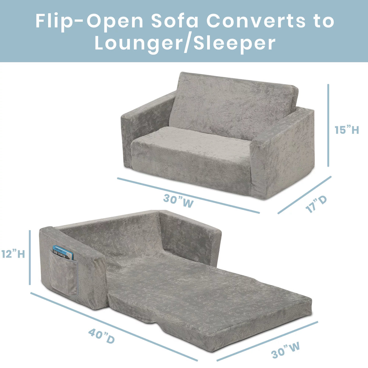 Extra Wide Convertible Sofa to Lounger E74958