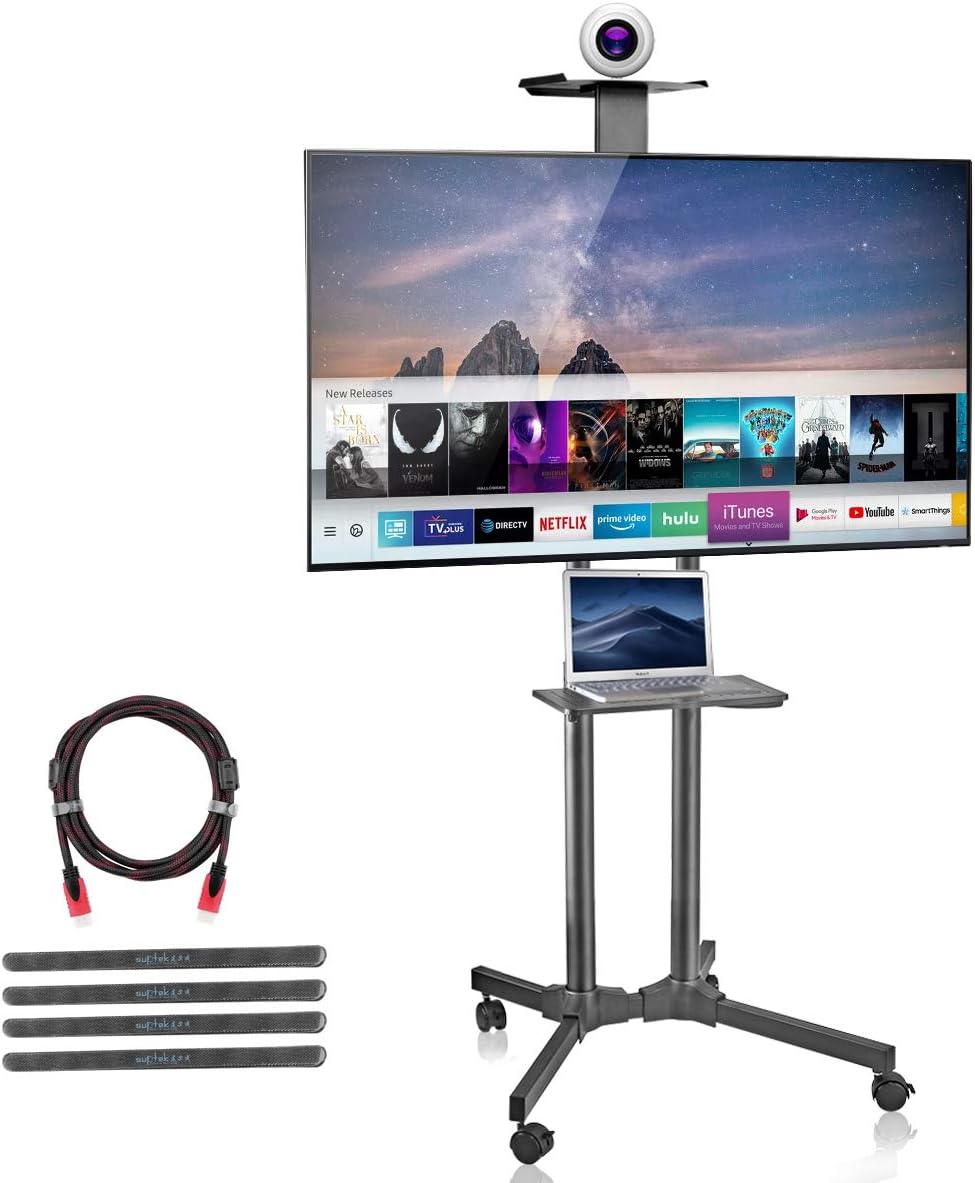 Rolling TV Cart Mobile TV Mount Stand with Wheels and Shelves for 32-70 inch Flat Screen O829