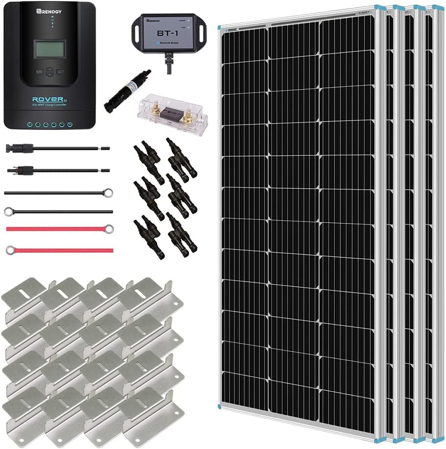 400 Watt 12 Volt 4 Pcs 100W Solar Panel Charge Controller Kit W423272