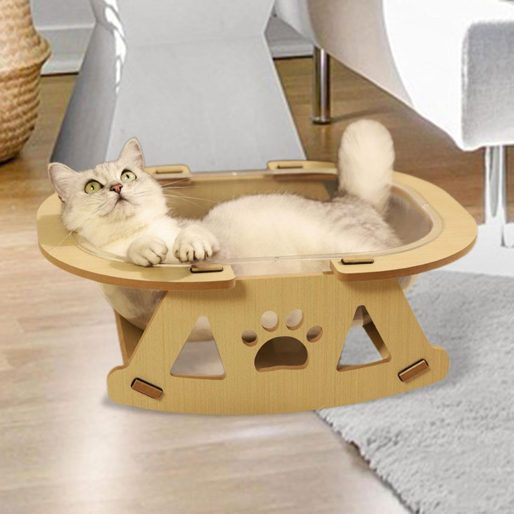 Beige Solid Wood Cat Bed L387