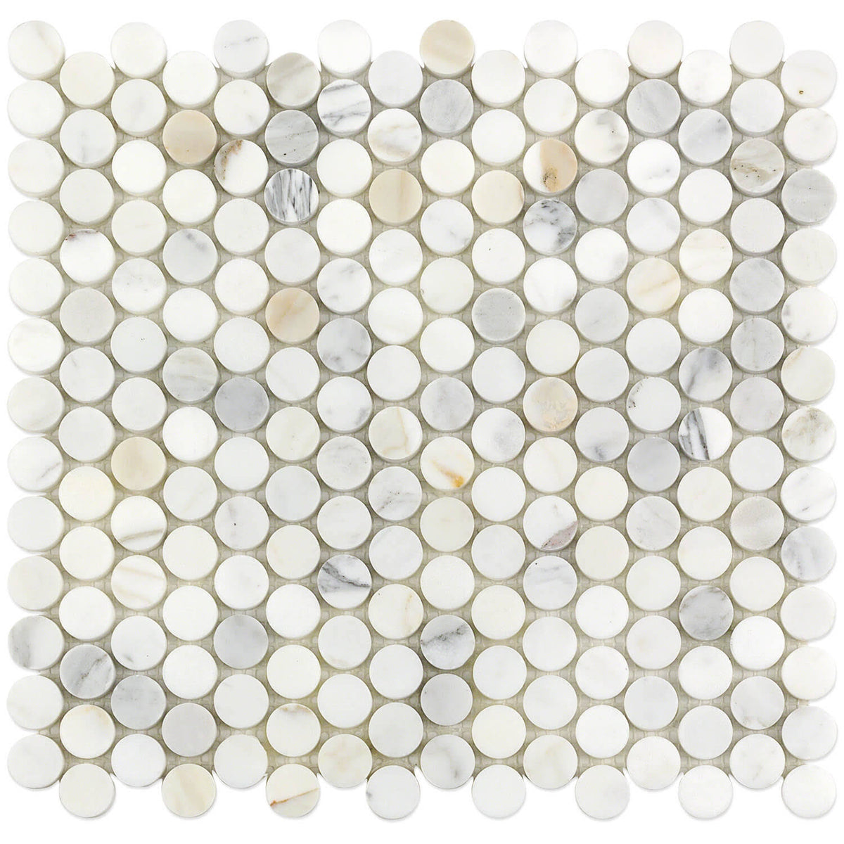 Calacatta Penny Rounds Polished Marble Tile E599