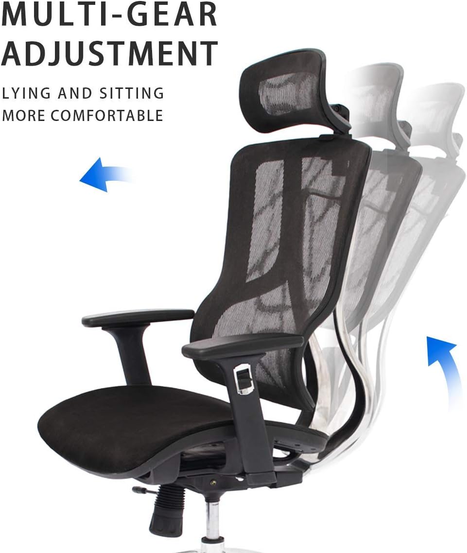 Black Ergonomic Mesh Office Chair with Headrest and 3D Armrest F339806