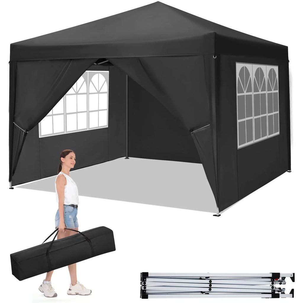 10'x 10' Pop up Canopy with 4 Removable Sidewalls & Carrying Bag, White M98121