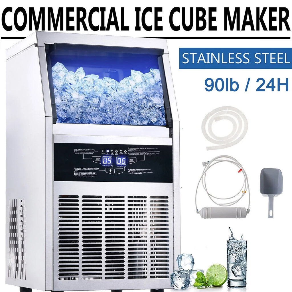 Commercial Ice Maker 90lb Stainless Steel Built-in Cube Machine O16480