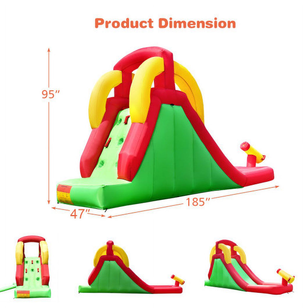 Inflatable Water Slide Bounce House with Climbing Wall and 550W Blower O5383