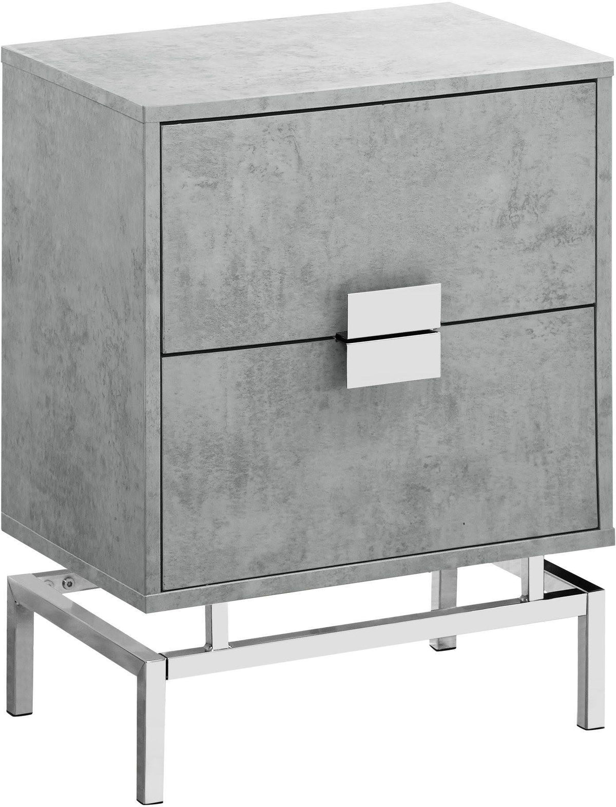 Grey Cement Chrome Metal Accent Table U714598