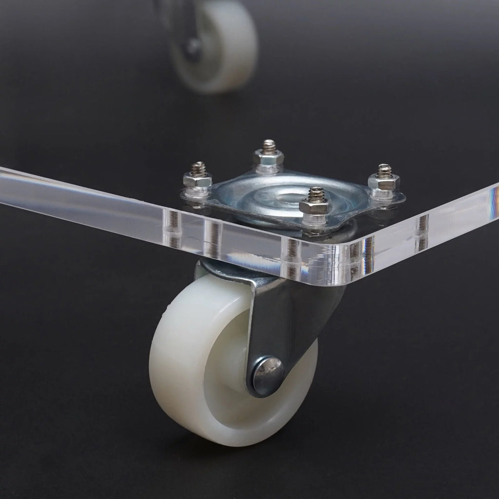 Clear Acrylic C-Shaped Bedside Table on Wheels Z289