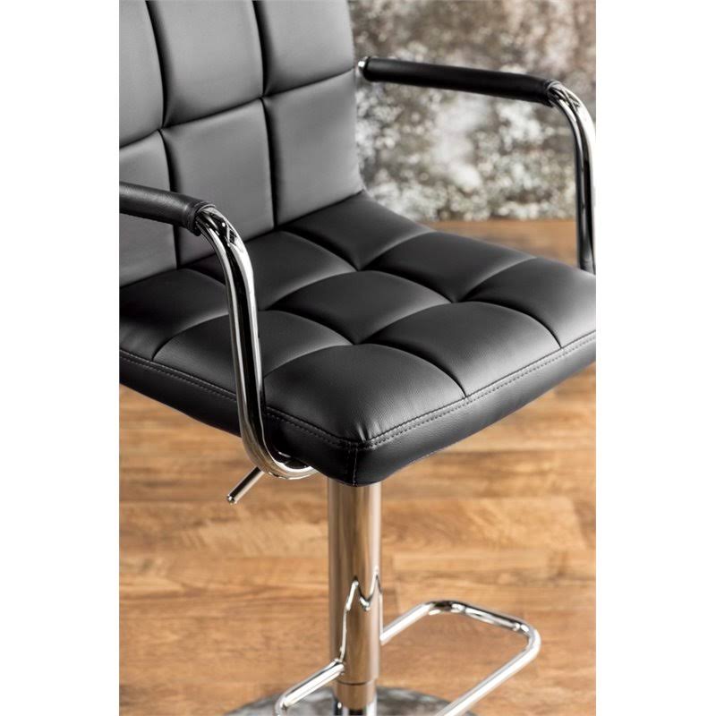 Black Leather Adjustable Bar Stool D291