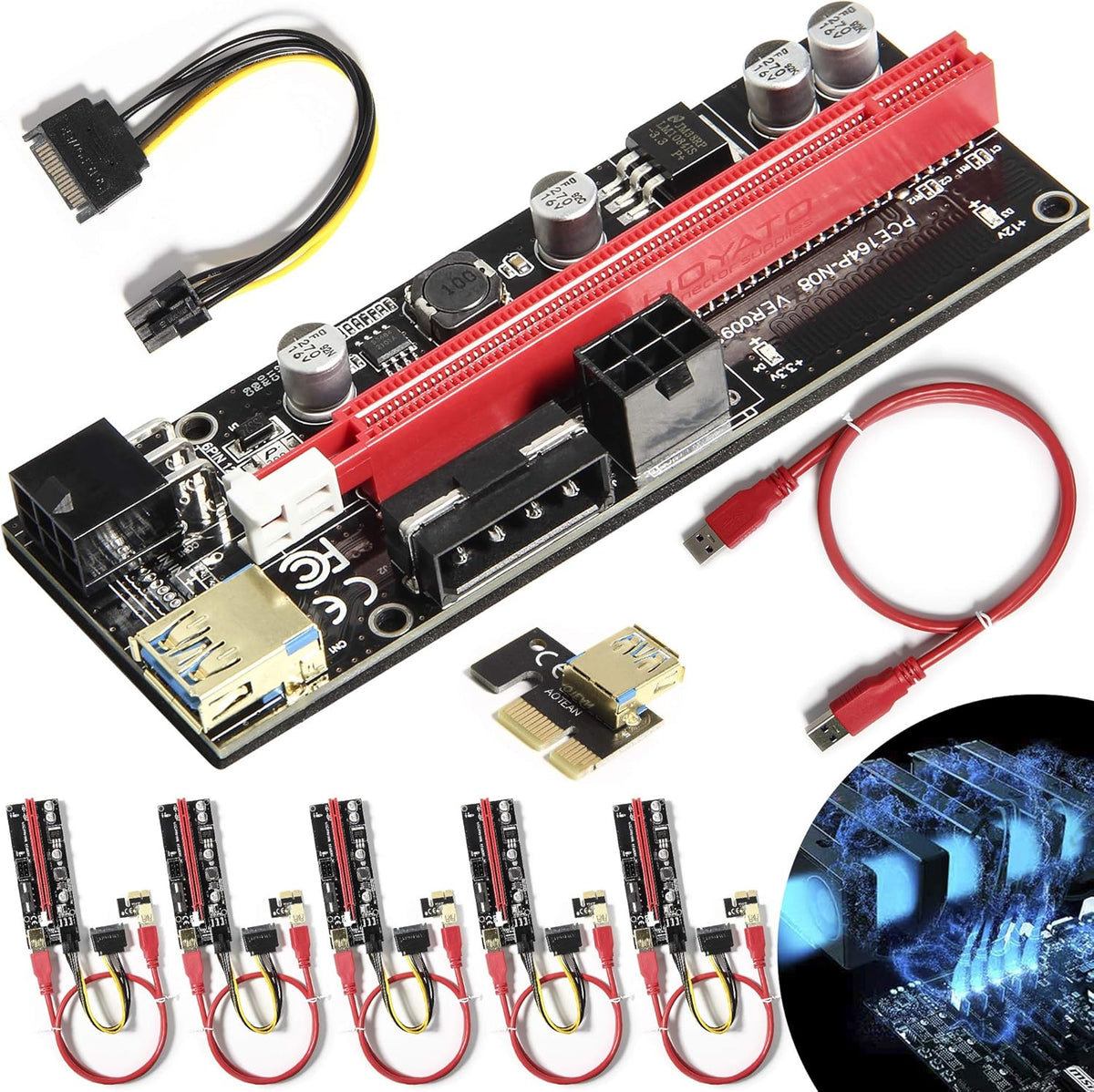 6 Pack PCI-E Riser Adapter Card with USB 3.0 Cable S426