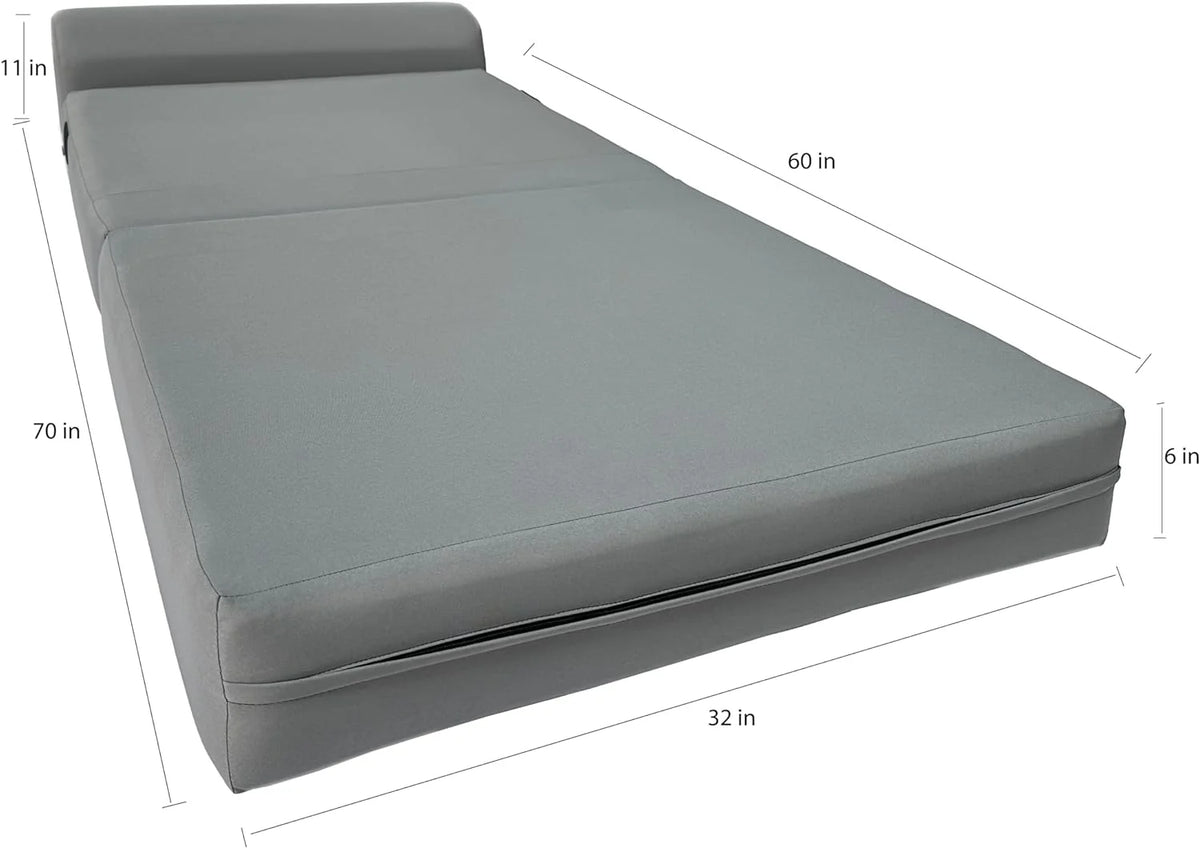 Folding Bed Sleeper Chair High Density Foam Gray N65669