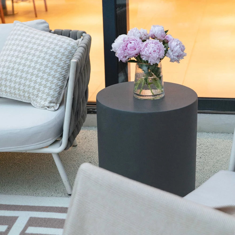 Slate Black Round Coffee Table End Table Set of 3 W101602