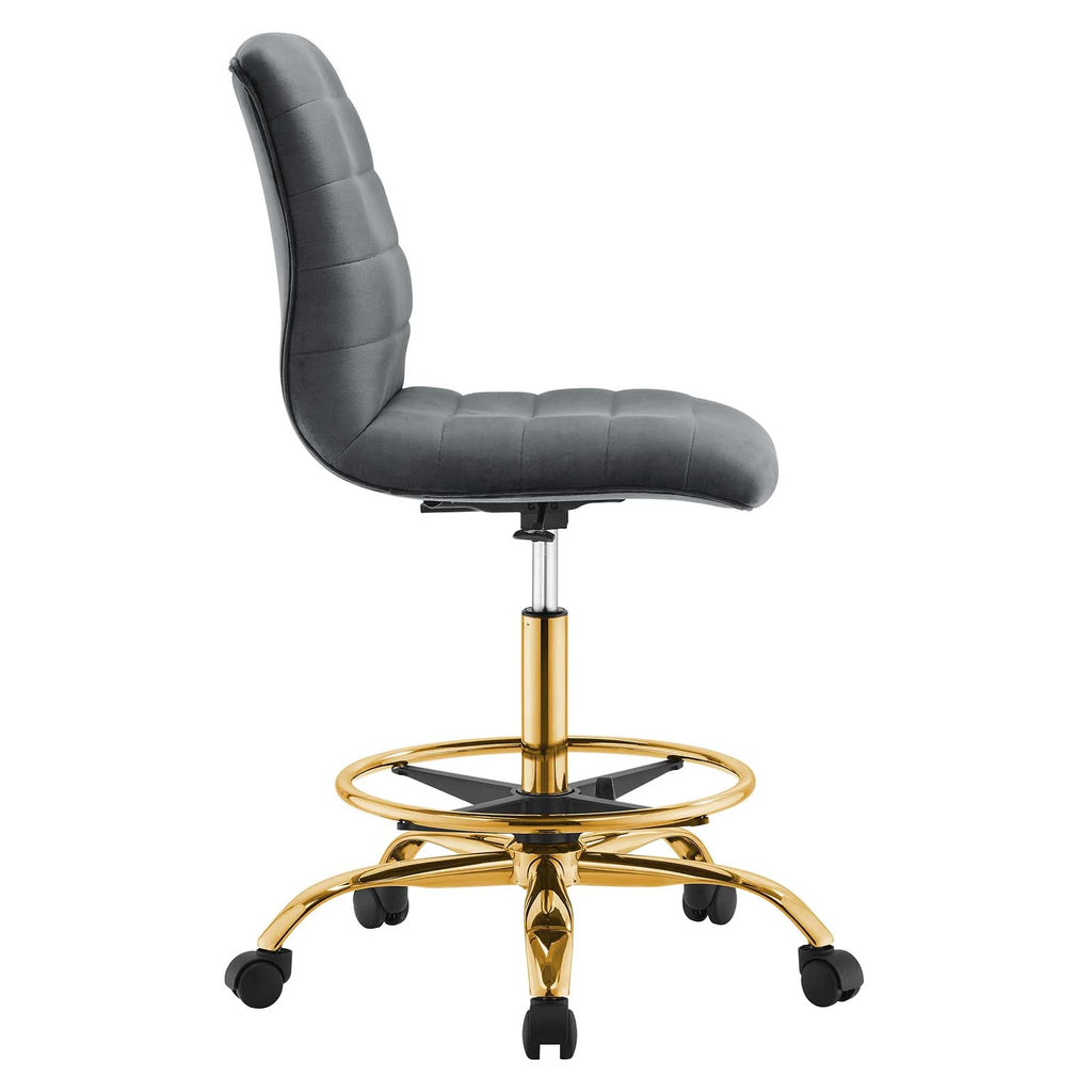 Gray Velvet Armless Drafting Chair S1752