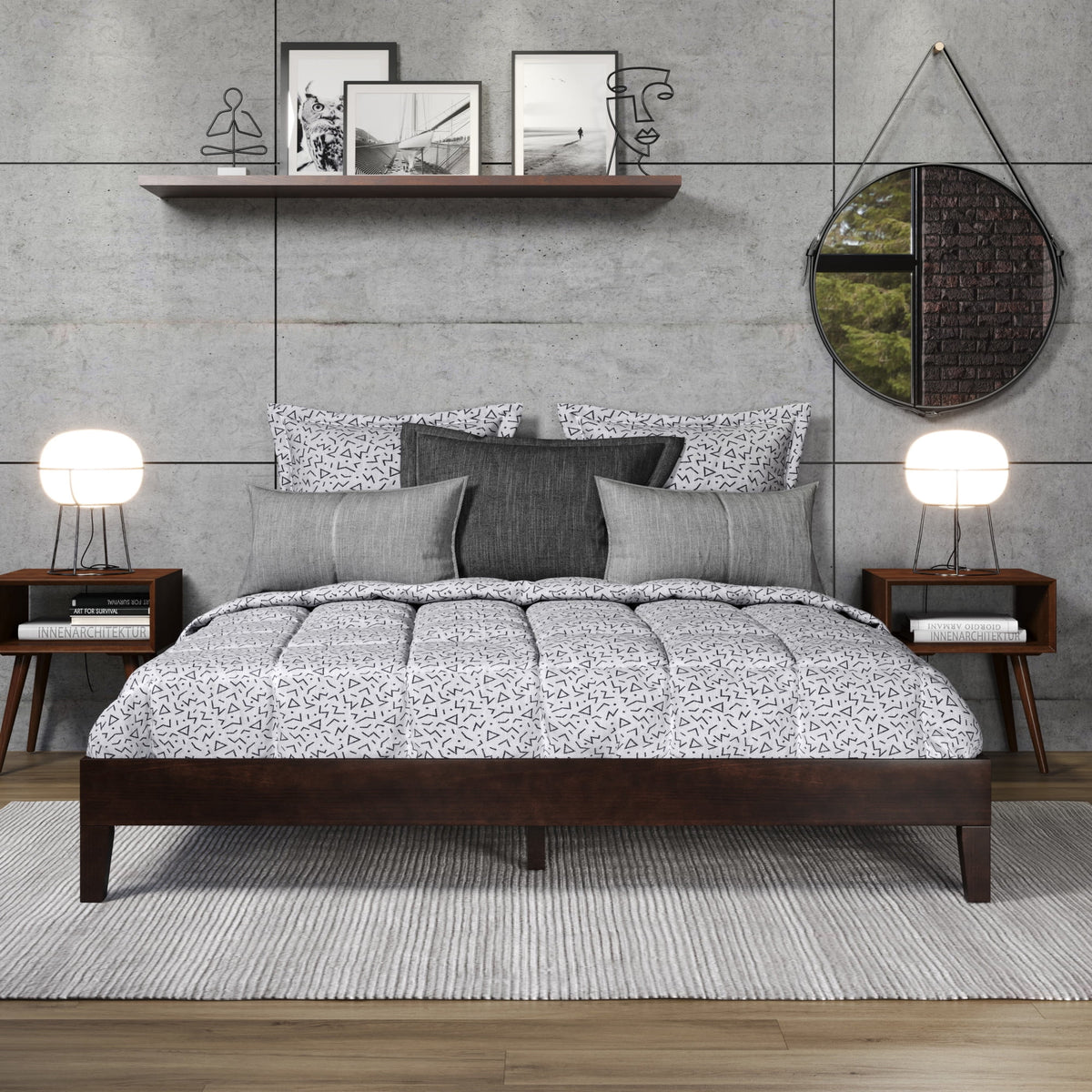 Natural Wood Platform Bed U203255