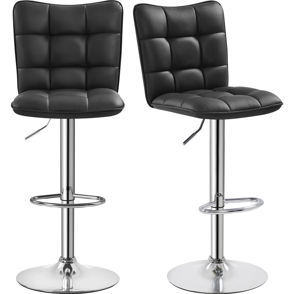 Black Faux Leather Wingback Barstool Set of 2 J17400
