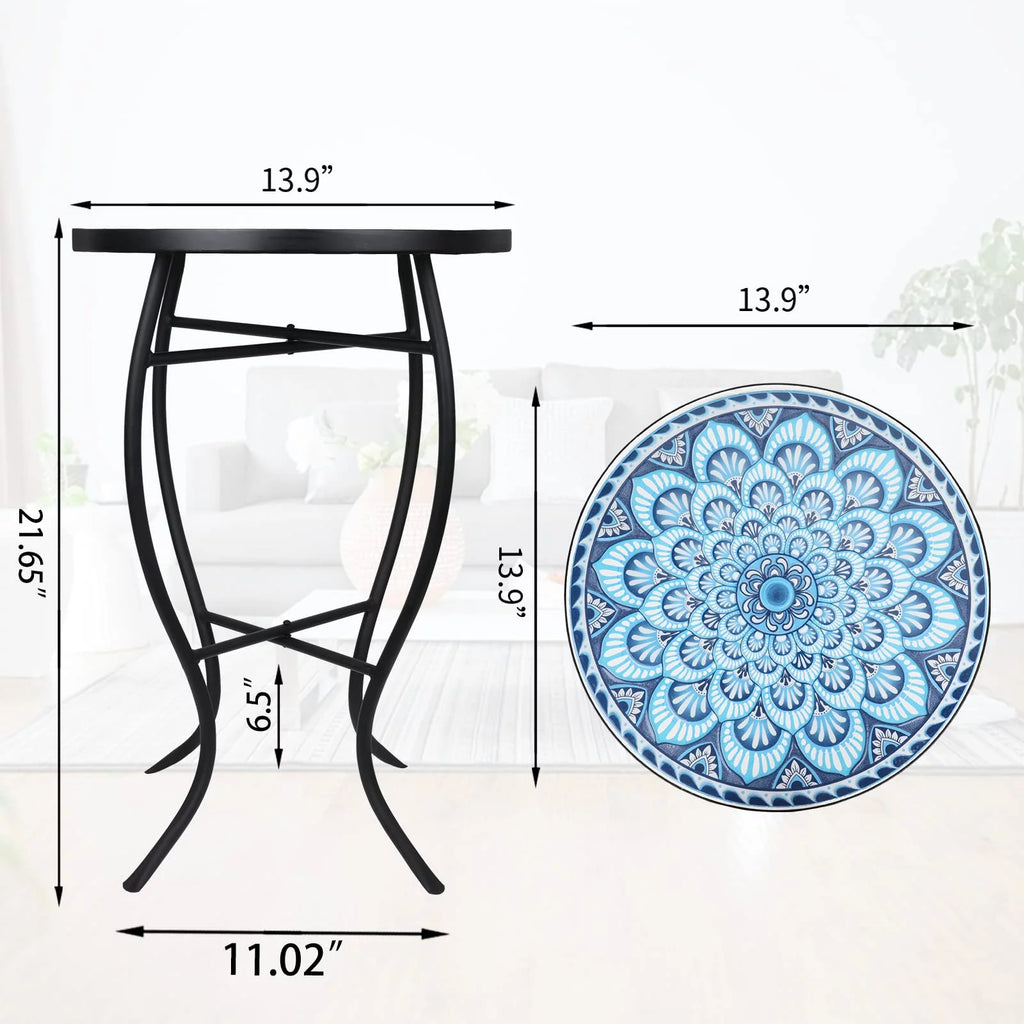 Outdoor Mosaic Glass Metal Side Table S496981