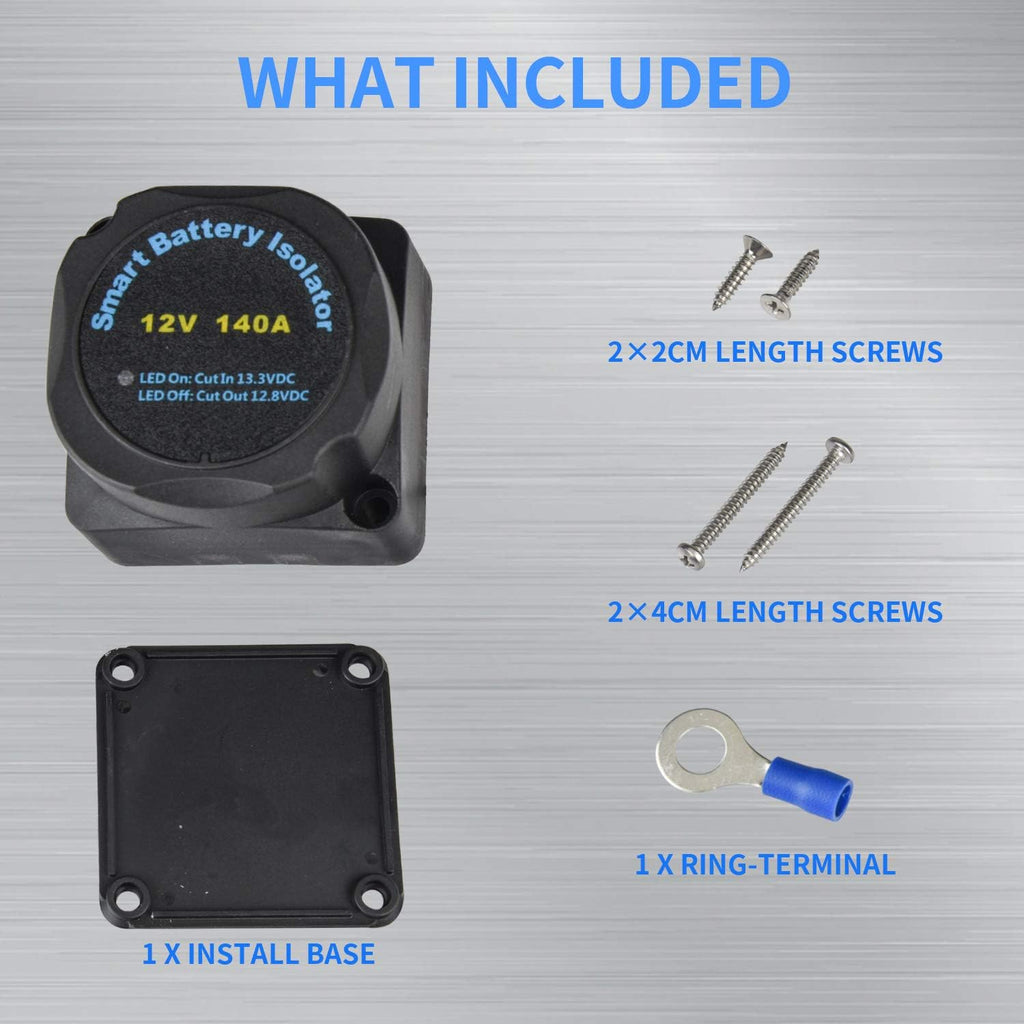 Dual Battery Isolator Kit 12V 140Amp Voltage Sensitive Relay Y69442