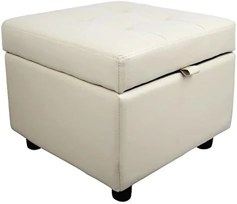Black Tufted Leather Flip Top Ottoman Y8322