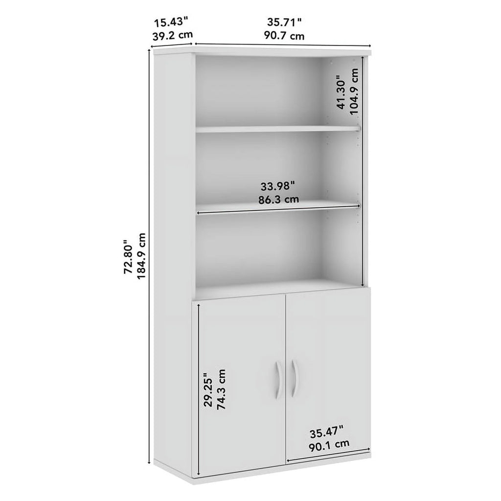 Tall 5 Shelf Bookcase with Doors Engineered Wood E85423